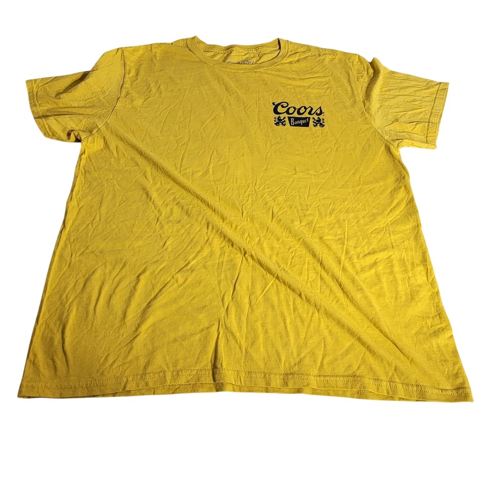 Tee Luv Coors Banquet Yellow Graphic T-Shirt Mens XL Rocky Mountain Water Back